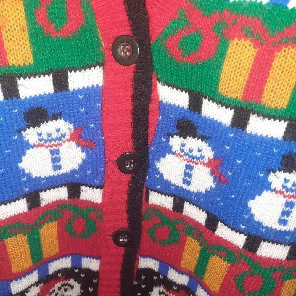 Avon Vintage Busy Christmas Button Up Cardigan Size 1X-2X